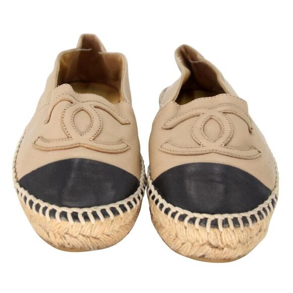 Chanel Espadrille 36 Leather Cap Toe Cc Flats CC-0505N-0162 - Picture 2 of 10